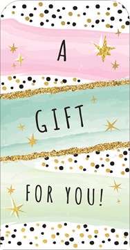 Money Wallet Gift Card & Envelope - Pink and Green with Gold Foil Spots Star 7x3