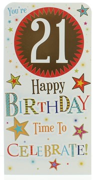 Money Wallet Gift Card & Envelope - 21st Birthday With Gold Foil 7x3.5"
