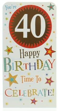 Money Wallet Gift Card & Envelope - 40th Birthday With Gold Foil 7x3.5"