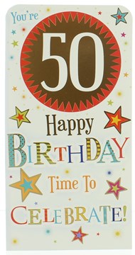 Money Wallet Gift Card & Envelope - 50th Birthday With Gold Foil 7x3.5"