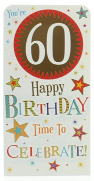 Money Wallet Gift Card & Envelope - 60th Birthday With Gold Foil 7x3.5"