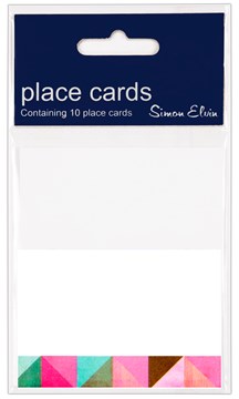 Pack Of 10 White Place Cards - Bright Multicoloured Border - Any Occasion