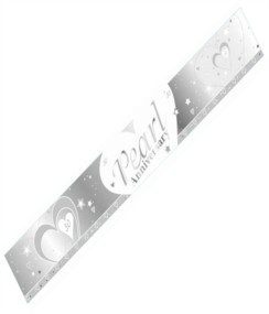 30th Pearl Wedding Anniversary 30 Silver Foil Celebration Party Banner