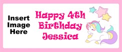 Personalised Landscape Party Banner - Pink Unicorn - Add Your Own Photo & Text