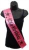 Hot Pink Happy 60th Birthday Party Satin Ribbon Sash - Age 60 Black Stars