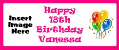 Personalised Landscape Party Banner - Pink Balloons - Add Your Own Photo & Text