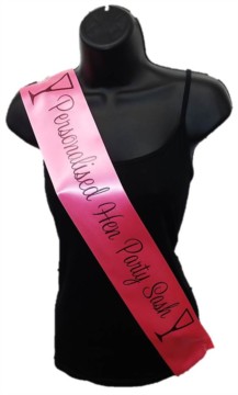 Hot Pink Personalised Hen Party Girl Night Out Satin Ribbon Sash - Black Glasses