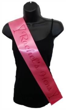 Hot Pink Personalised Hen Party Girls Night Out Satin Ribbon Sash - Pink Glasses