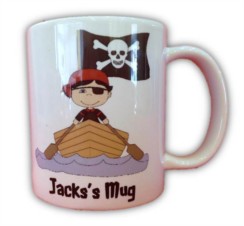 Children's Personalised Pirate Mug With Gift Box - Any Name, Birthday, Xmas