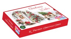 Box of 12 Large Christmas Cards - Xmas Tree Outside House with White Door Foil