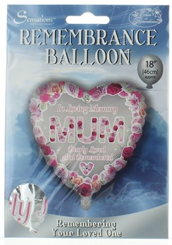 Loving Memory 18" Foil Remembrance Balloon (not inflated) - Heart Mum