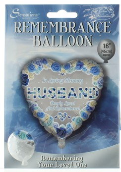 Loving Memory 18" Foil Remembrance Balloon (not inflated) - Heart Husband