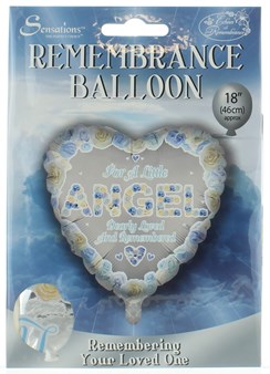 Loving Memory 18" Foil Remembrance Balloon not inflated- Little Angel Blue Heart