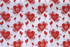 Ruby 40th Wedding Anniversary Wrapping Paper & 1 Sheet & 1 Tag Ruby 40th Wedding Anniversary Wrapping Paper & 1 Sheet & 1 Tag