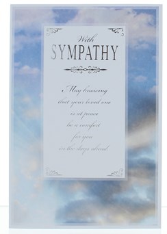 Sympathy Greetings Card - Blue Sky with Clouds and Silver Foil 7.5"x5.25"