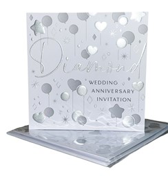 Pack Of 6 Diamond 60th Wedding Anniversary Party Card Invitations & Envelopes