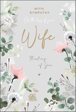 Jonny Javelin Loss Of Wife Sympathy Card - Flower Border Gold Foil 7.5x5.25" Jonny Javelin Loss Of Wife Sympathy Card - Flower Border Gold Foil 7.5x5.25"