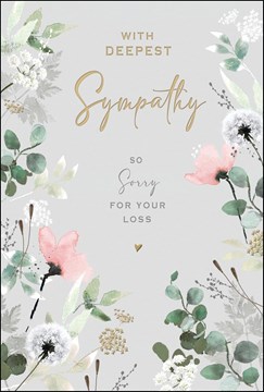 Jonny Javelin Caring Thoughts Sympathy Card - Flower Border Gold Foil 7.5x5.25" Jonny Javelin Caring Thoughts Sympathy Card - Flower Border Gold Foil 7.5x5.25"
