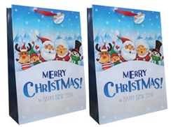 Set of 2 Super Jumbo Christmas Bags Santa Sacks 29x19" Cute Santa and Friends