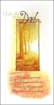 Loss Of Your Dad Sympathy Greetings Card - Bright Orange Autumn Trees 9" x 4.75"