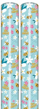 6m Gift Wrapping Paper 2x3m Roll Mint Green with Flowers and Bee Happy 6m Gift Wrapping Paper 2x3m Roll Mint Green with Flowers and Bee Happy