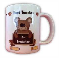 Thank You Teacher Personalised White 11oz Mug - Any Name, Gift Comes With Box