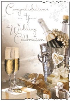 Jonny Javelin Wedding Day Greetings Card - Champagne Bucket 9" x 6.25"