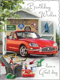 Jonny Javelin Open Male Birthday Card - Red Classic Sports Car & Foil 7.25x5.5" Jonny Javelin Open Male Birthday Card - Red Classic Sports Car & Foil 7.25x5.5"