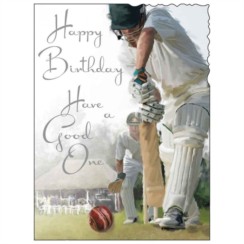 Jonny Javelin Open Male Birthday Card - Men Playing Cricket Match 7.25" x 5.5"