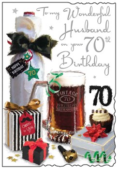 Jonny Javelin Husband 70th Birthday Card - Beer Tankard with Silver Foil 9x6.25 Jonny Javelin Husband 70th Birthday Card - Beer Tankard with Silver Foil 9x6.25