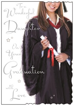 Jonny Javelin Daughter Graduation Greetings Card - Girl & Certificate 9" x 6.25"