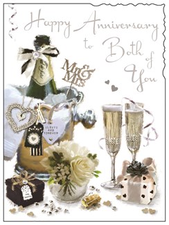 Jonny Javelin Happy Anniversary Greetings Card - Champagne Bucket 7.25" x 5.5"