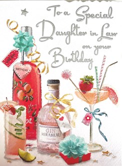 Jonny Javelin Daughter in Law Birthday Card - Pink Gin Cocktail Foil 7.25x5.5" Jonny Javelin Daughter in Law Birthday Card - Pink Gin Cocktail Foil 7.25x5.5"