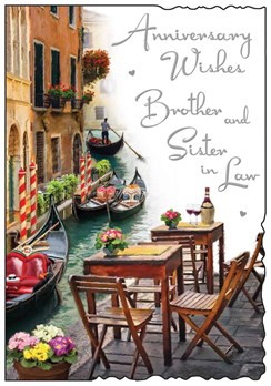 Jonny Javelin Brother & Sister-in-Law Anniversary Card - Gondola's 9x6.25"