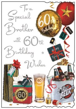 Jonny Javelin Brother 60th Birthday Card Ice Bucket Balloons Silver Foil 9x6.25 Jonny Javelin Brother 60th Birthday Card Ice Bucket Balloons Silver Foil 9x6.25