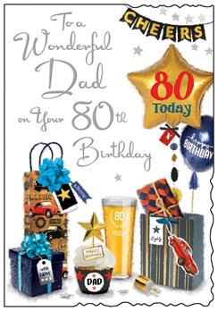 Jonny Javelin Dad 80th Birthday Card - Beer Presents Balloon Silver Foil 9x6.25" Jonny Javelin Dad 80th Birthday Card - Beer Presents Balloon Silver Foil 9x6.25"