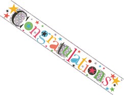 Congratulations Foil Party Banner - Congrats Well Done - Multicoloured Writing
