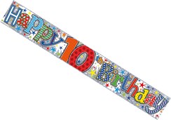 Age 10 Unisex Muticoloured Foil Party Banner - 10th Birthday - Boy or Girl