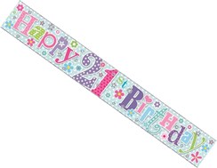 Age 21 Female Pink Lilac Silver Foil Party Banner - Happy 21st Birthday Age 21 Female Pink Lilac Silver Foil Party Banner - Happy 21st Birthday