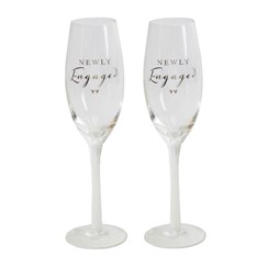 Set Of 2 Congratulations On Your Engagement Glass Champagne Flutes In Gift Box
