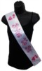 White Bride To Be Hen Party Girls Night Satin Ribbon Sash - Pink Hearts