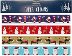 Pack 36 Christmas Paper Chains Decorations 4 Designs - Santa Snowman Dog 8ft Pack 36 Christmas Paper Chains Decorations 4 Designs - Santa Snowman Dog 8ft
