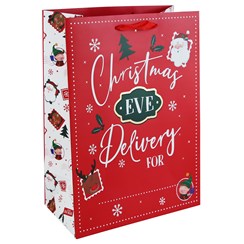 Personalised Christmas Eve Gift Bag with Gold Foil Stickers 18x13" Any Name