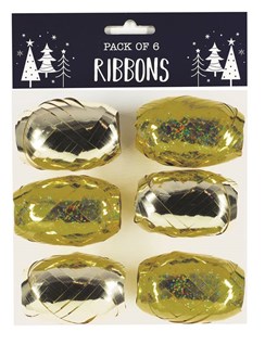 Pack of 6 Gift Wrapping Ribbons Cops - Gold Metallic Holographic Pack of 6 Gift Wrapping Ribbons Cops - Gold Metallic Holographic