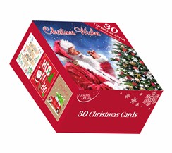 Bumper Box of 30 Mixed Cute Traditional Christmas Cards - 6 Designs Per Pack