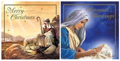 Pack of 12 Religious Square Christmas Cards with Gold Foil - Mary and Joseph