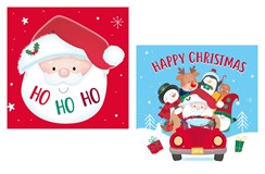 Pack of 20 Mini Square Christmas Cards - 2 Designs - Santa & Friends in Car Pack of 20 Mini Square Christmas Cards - 2 Designs - Santa & Friends in Car
