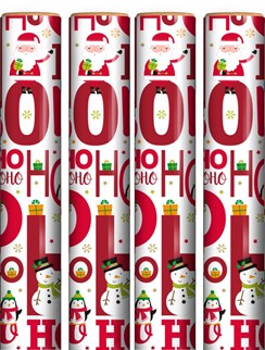 16m (4 x 4m) Cute Christmas Gift Wrap Paper Roll - Santa Snowman Ho Ho Ho