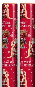 8m (2x4m) Traditional Christmas Gift Wrap Paper Roll- Red Santa Father Christmas