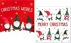 Pack of 12 Square Christmas Cards - Bearded Gnome Nordic Gonks & Foil